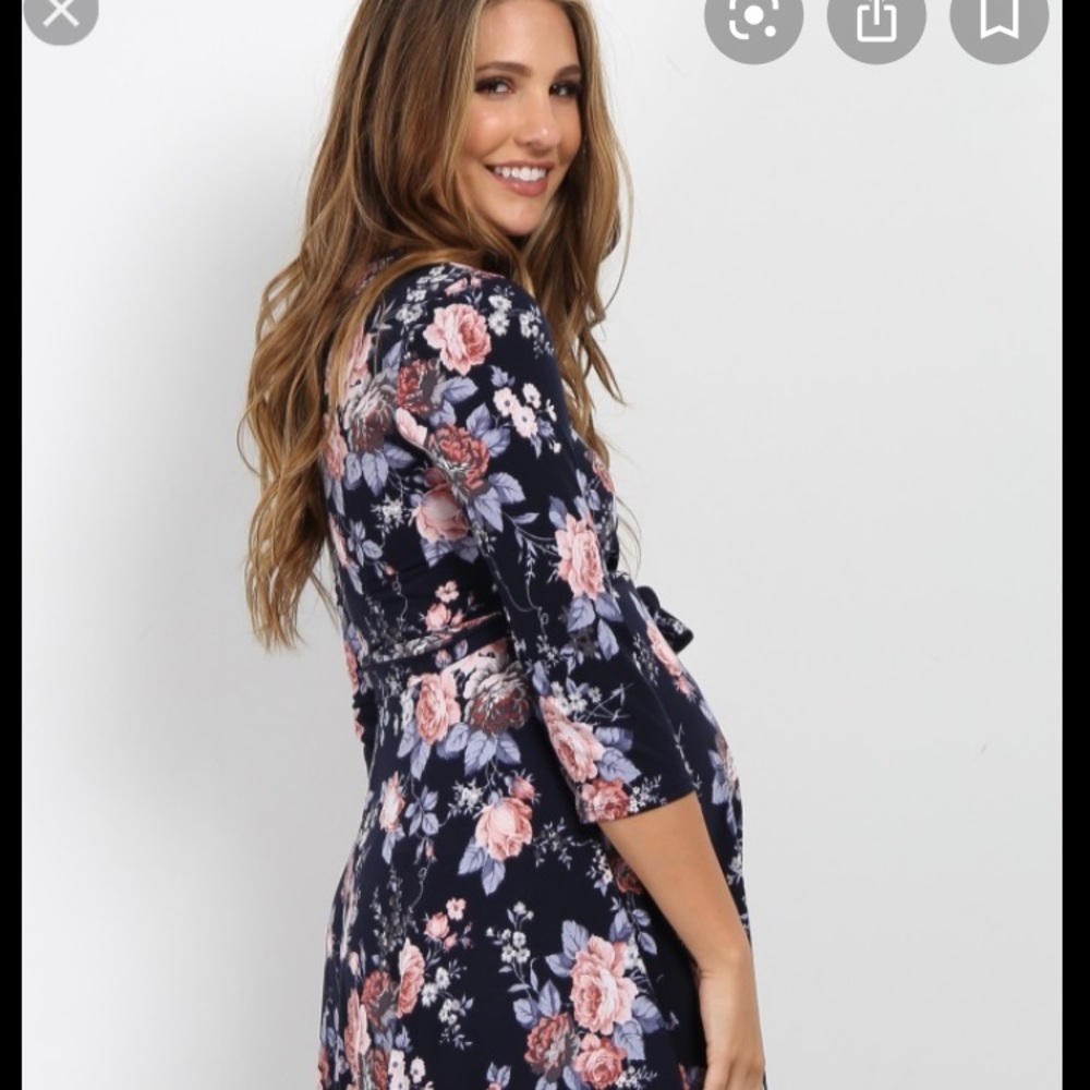 Pinkblush baby blue floral maternity wrap dress